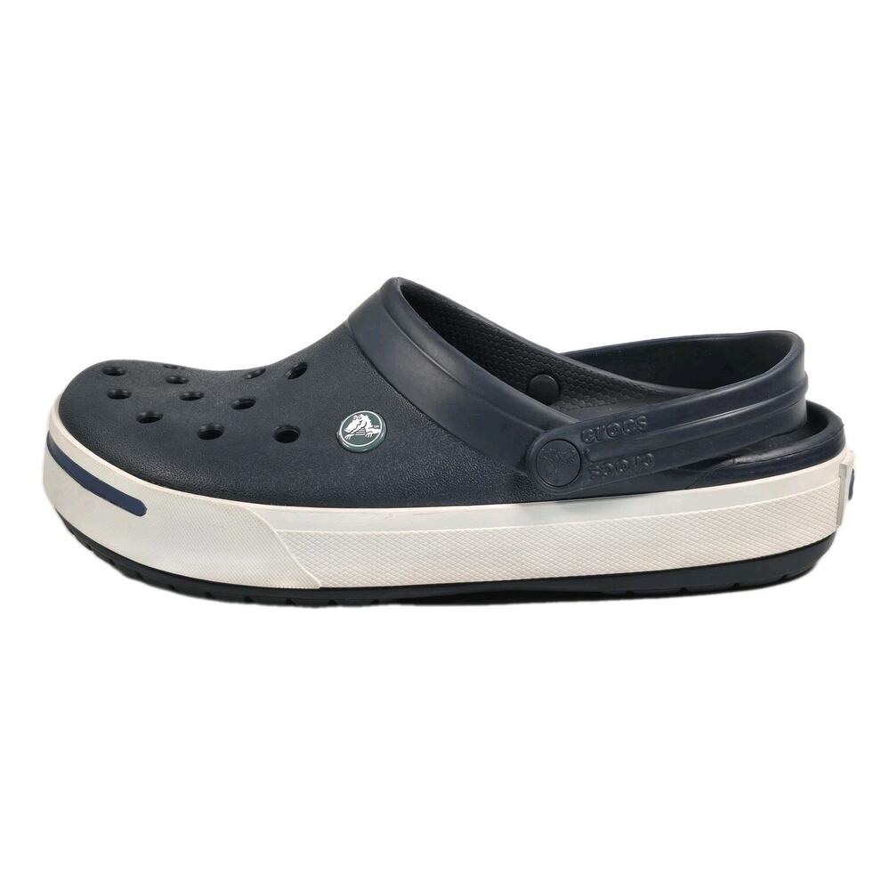 CROCS Crocband II Clogs Unisex Navy Blue White Men's 10, Women's 12 11989